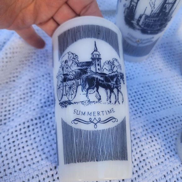 Currier and Ives Transportation milk glass‎ glasses 4 - Picture 4 of 10